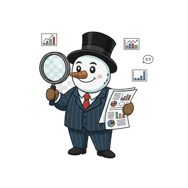 Снеговик-маркетолог рядом с тарифами