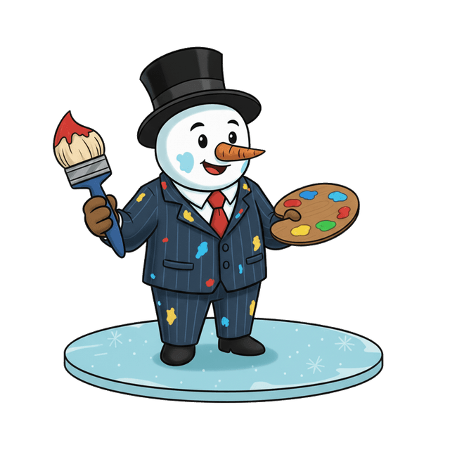 Креативный снеговик с красками